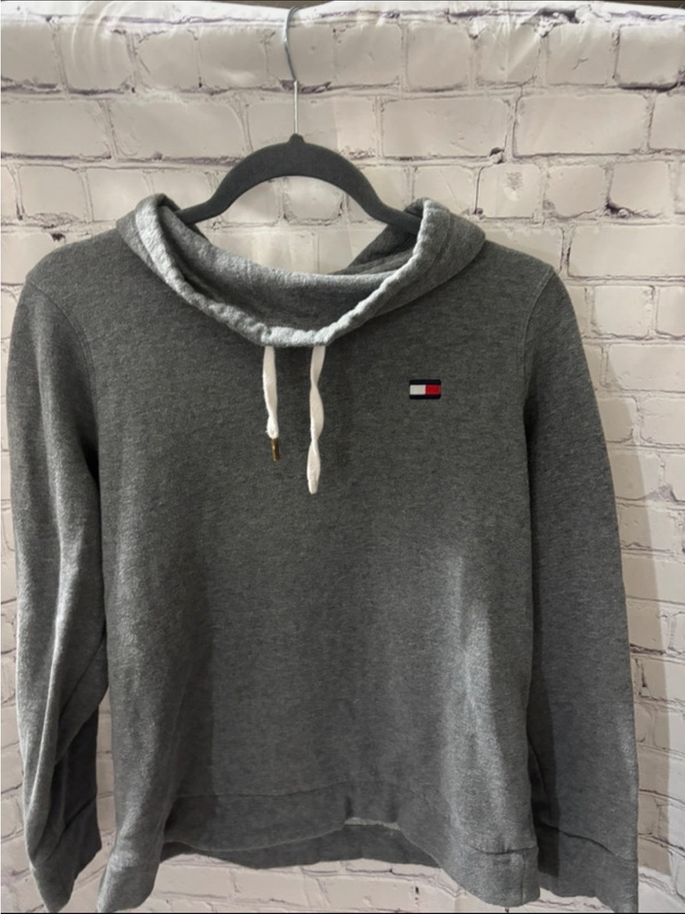 Tommy Hilfiger Heather Gray Cowl Neck Pullover with Logo